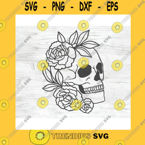 Halloween SVG Flower Skull Svg File Skull Cut File Floral Skull Svg File Halloween Gothic Skull With Flowers Svg File Witchy Svg Files Witch Fall