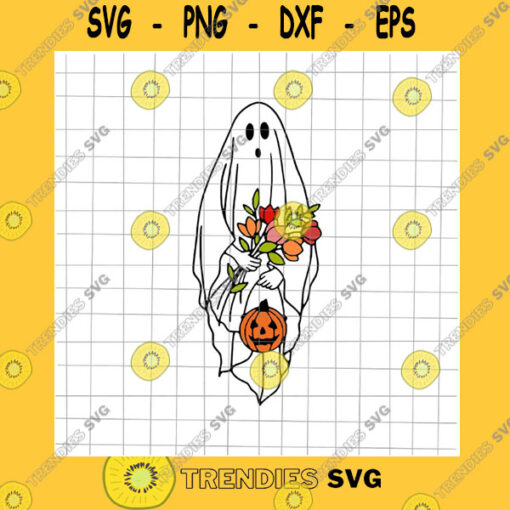 Halloween SVG Halloween Flower Ghost Svg Flower Ghost Svg Trick Or Treat Cute Ghost Svg Halloween Pumpkin Svg Svg For Cricut