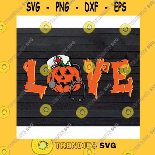 Halloween SVG Love Nurse Stethoscope Pumpkin Halloween Svg Png Eps