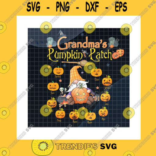 Halloween SVG Personalized Grandmas Pumpkin Patch Gnome Halloween PngGnome GrandmaCustom Kid NamesPumpkin KidsHalloween PumpkinPng Sublimation Print