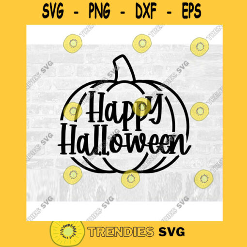 Happy Halloween Pumpkin Outline SVG Commercial Use Instant Download Halloween SVG Printable Vector Clip Art Svg Eps Dxf Png