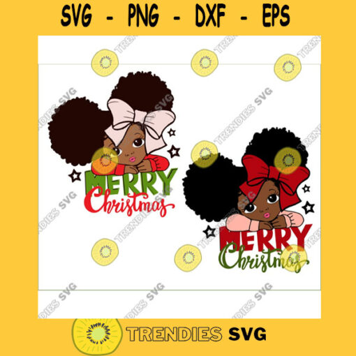 Little girl cute girl Santa Hat SVG PNG Kinky Natural Hair Afro Christmas Cutting File for Cricut carring gift boxes black Christmas