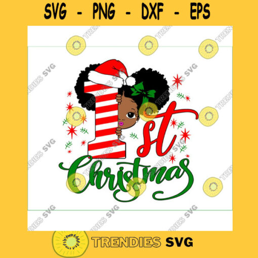Little girl cute girl Santa Hat SVG PNG Kinky Natural Hair Afro Christmas Cutting File for Cricut my first christmas svg black Christmas