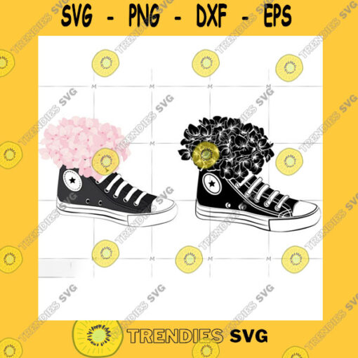 Love SVG Sneaker With Bouquet Of Hydrangeas