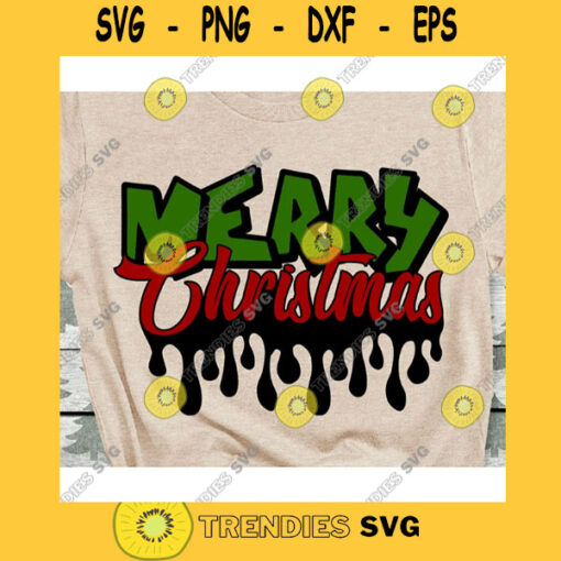 Merry christmas dripping SVG PNG Kinky Natural Hair Afro Christmas Cutting File for Cricut dripping black Christmas