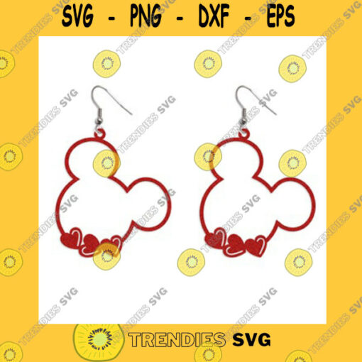 Mickey SVG Hearts Mouse Head Earrings Templates