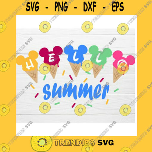 Mickey SVG Hello Summer Mouse Head Ice Cream T