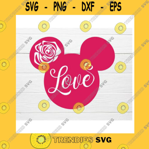 Mickey SVG Mouse Head Love Rose Ornament