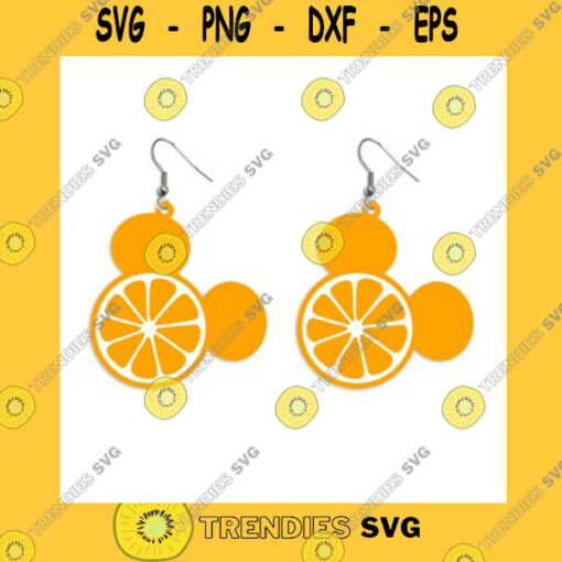 Mickey SVG Mouse Head Orange Earrings Templates