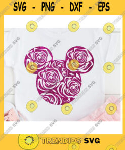 Mickey SVG Mouse Head Roses Floral Cut File For