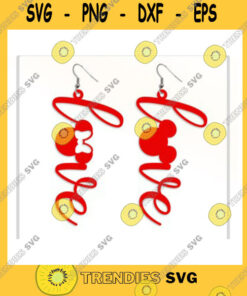 Mickey SVG Mouse Love Earrings Template