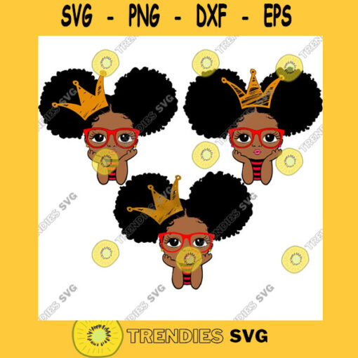 Peekaboo girl Bundle princess svg Cute black African American kids Svg Dxf Eps Png cut file for CricuT African American crown glasses