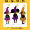 Peekaboo girl Bundle princess svg Halloween witch girls clipart. Afro Cute kids in witch costumes. Halloween party birthday black witch