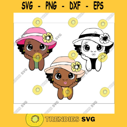 Peekaboo girl princess svg Cute black African American kids Svg Dxf Eps Png cut file for CricuT African American clipart hat