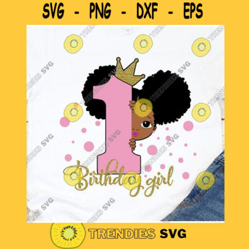 Peekaboo girl with puff afro ponytails svg 1st Birthday SVG First Birthday 1st Birthday Girl Birthday Princess Svg Birthday Girl Svg