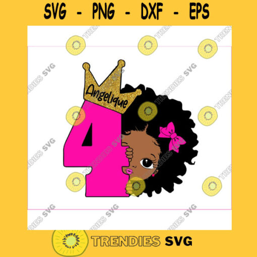 Peekaboo girl with puff afro ponytails svg 4th Birthday SVG Fourth Birthday 4th Birthday Girl SVG sublimationr birthday girl custom