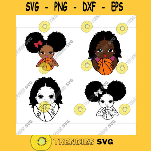 Peekaboo girl with puff afro ponytails svg Cute black African American kids Svg Dxf Eps Png cut file African American clipart basketball
