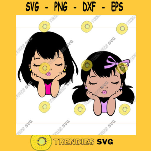 Peekaboo girl with puff afro ponytails svg Cute black African American kids Svg Dxf Eps Png cut file for CricuT eyes closed