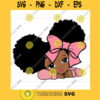 Peekaboo girl with puff afro ponytails svg Cute black African American kids Svg Png cut file for CricuT African American clipart bow