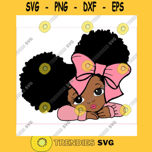 Peekaboo girl with puff afro ponytails svg Cute black African American kids Svg Png cut file for CricuT African American clipart bow