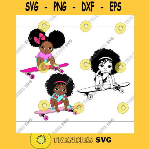 Peekaboo girl with puff afro ponytails svg Cute black African American kids Svg cut file African American clipart Skateboard SVG