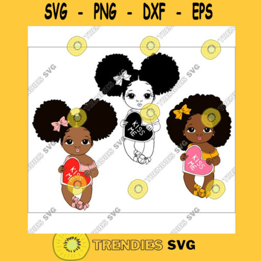 Peekaboo girl with puff afro ponytails svg Valentine Little princess Cupid african american cupid happy valentines day svg