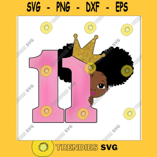 Peekaboo girl with puff afro ponytails svg birthday svg sublimationr 11th Birthday SVG Eleventh Birthday SVG 11th Birthday Girl SVG