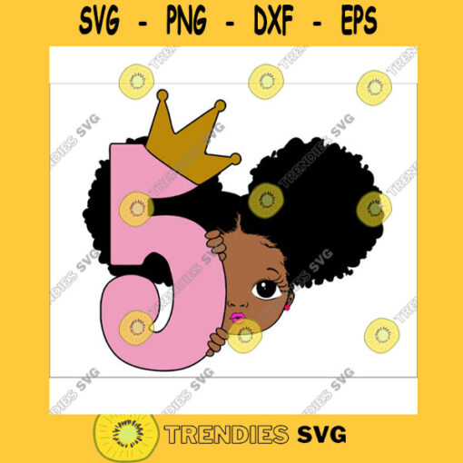 Peekaboo girl with puff afro ponytails svgtwo svg 5th Birthday SVG svg second svg birthday SVG 5 year old sublimationr birthday girl