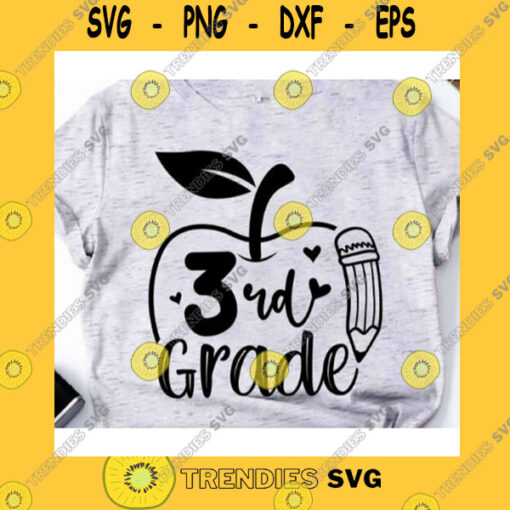 School SVG Apple Third Grade Svg Pen 3Rd Grade Svg Back To School Svg Cricut SvgThird Grade ClipartSilhouette First Day Of School SvgTeach Svg