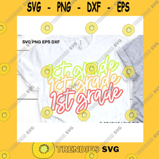 School SVG Back To School First Grade Teacher Svg Rainbow Shirt Svg 1St First Day Of School Svg Back To School Tee For Kids Svg Girl Iron On Png