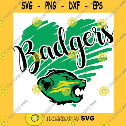 School SVG Badgers Svg Badgers Cricut Cut Files Badgers Heart School Spirit Pride High School Mascot