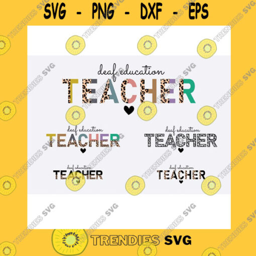 School SVG Deaf Education Teacher Svg Png Deaf Education Teacher Half Leopard Cheetah Print Png Svg Back To School Png Sign Language Teacher Svg Png