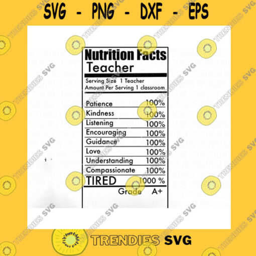 School SVG Teacher Nutrition Facts Svg Teacher Svg Funny Teacher Svg Teacher Nutrition Facts Png Cutfile