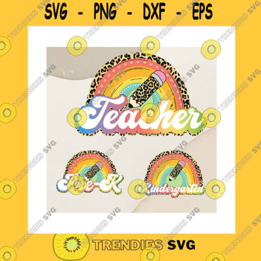 School SVG Teacher Team Bundle PngPersonalized DesignCustom NameBack To SchoolGrade TeacherPencil TeacherLeopard RainbowPng Sublimation Print
