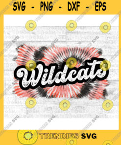 School SVG Wildcats Team Spirit School Mascot Sublimation Team Mom Red And Black Team Colors Tie Dye Vintage Transparent Png Digital Download