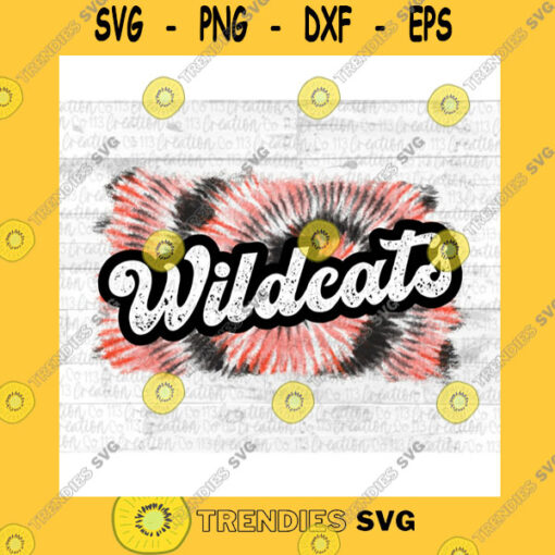 School SVG Wildcats Team Spirit School Mascot Sublimation Team Mom Red And Black Team Colors Tie Dye Vintage Transparent Png Digital Download