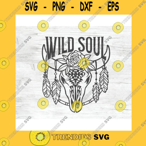 Skull SVG Cow Skull With Flowers Feathers Svg File Wild Soul Svg Cow Skull Medallion Svg Cow Skull Floral Cut File Southwest Longhorn Buffalo