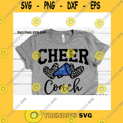 Sport SVG Cheer Coach Svg Leopard Glitter Cheerleader Svg Leopard Print Heart Svg Cheer Group Shirts Svg Basketball Football Iron On Png Blue