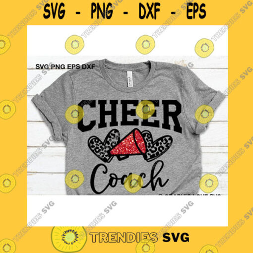 Sport SVG Cheer Coach Svg Leopard Glitter Cheerleader Svg Leopard Print Heart Svg Cheer Group Shirts Svg Basketball Football Iron On Png Red