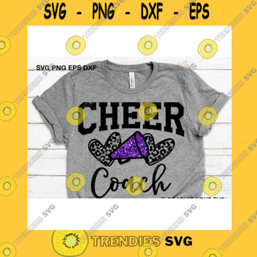 Sport SVG Cheer Coach Svg Leopard Glitter Cheerleader Svg Leopard Print Heart Svg Purple Group Shirts Svg Basketball Football Iron On Png