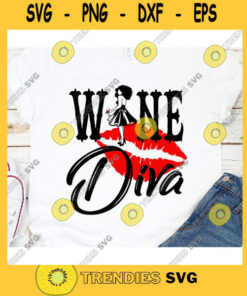 Wine Diva African American Afro Girl Drip Diva Party red lips heel and martini glass birthday girl gift wine glass heel svg birthday