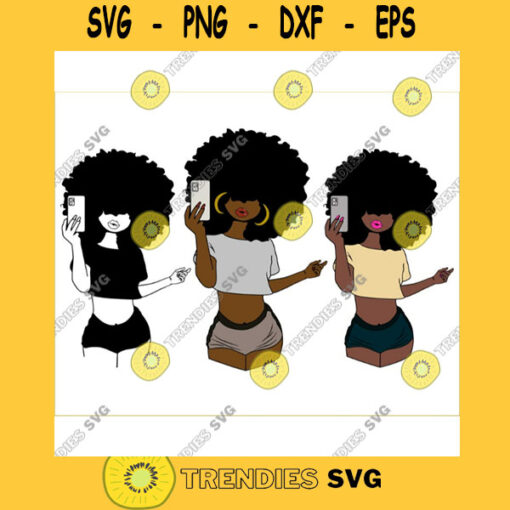 Woman Bundle svg Selfie Natural Curly Afro Girl Curvy girl clipart Fashion girl clipart Jeans Girl Clipart African American clipart