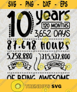 10 Year of Being Awesome Happy Birthdays SVG Digital Files Cut Files For Cricut Instant Download Vector Download Print Files