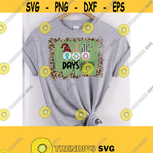 100 Days of School Sublimation PNG Gnome Clipart School Sublimation Design 100 Days of School T Shirt Design Sublimation Design