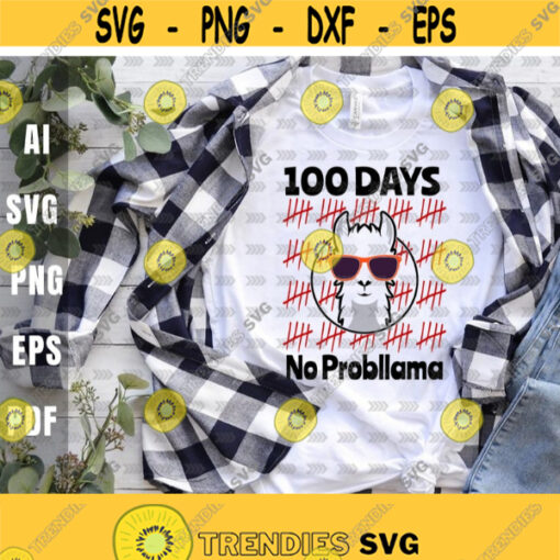 100 Days of School svgNo Probllama Llama Mask QuarantineTeacher svgstudentsKids 100th Day Of SchoolDigital DownloadPrintSublimation Design 202