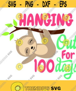 100 days of school Sloth Animal Cuttable Design SVG PNG DXF eps Designs Cameo File Silhouette Design 1162