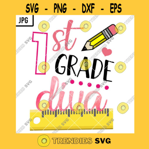 1st Grade Diva PNG Diva Students Pencil Ruler Back To School Kids PNG JPG
