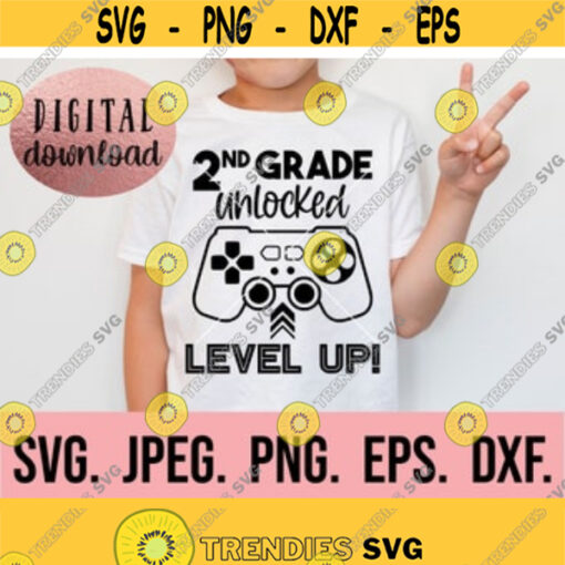 2nd Grade Unlocked Level Up SVG Hello Grade 2 svg Instant Download Cricut Cut File Back To School png Second Grade Teacher SVG Design 431