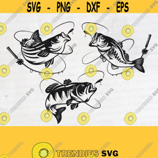 3 Bundle Bass Fish Svg Bass Fishing Svg File Bass Fish Angling Svg Bass Fish Jumping Bas Fish Clipart Cut FilesDesign 222