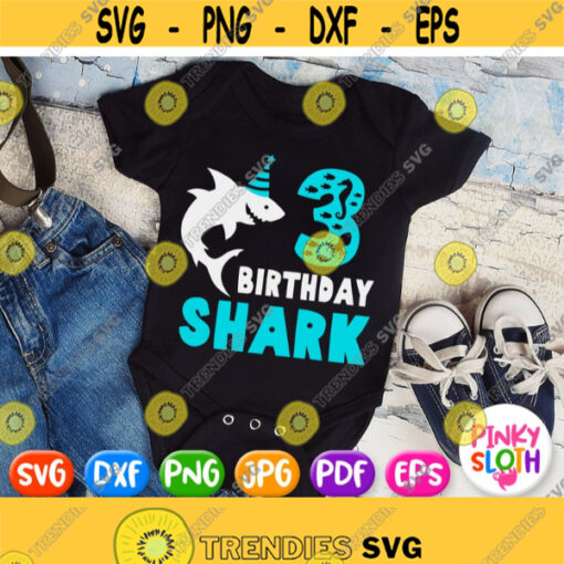 3rd Birthday Shark Svg Boy Third Birthday Shirt Svg Three Years Old Boy Svg Baby Shark Svg Cricut Design Silhouette Printable Iron on Design 541